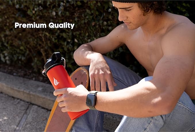 HYDRO CELL Stainless Steel Insulated Water Bottle with Straw - For Cold & Hot Drinks - Metal Vacuum Flask with Screw Cap and Modern Leakproof Sport Thermos for Adults (Mandarin 24oz)