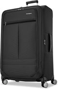 Samsonite Soft-Sided 29-Inch Lightweight Large Checked Expandable Element Suitcase: Durable, 360° Spinner Wheels, Adjustable Telescopic Handle, 2 Front & 1 Side Pocket- Black