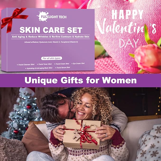 Skin Care Set,6 Pcs Anti-aging Skincare w/Korean Retinol,Hydrate, Moisturize Self Care Facial Skin Care Routine Kit Women Teen Girls Travel Skincare Gift Set,Valentines Birthday Gift for Women Her Mom