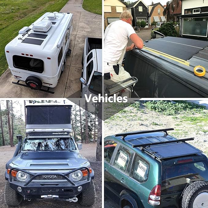 Lensunsolar 20W 12V ETFE Black Flexible Solar Panel, 18.5x12in, Ultrathin Ultra Lightweight, PERC Mono High Efficiency Solar Cells, for Campers, RVs, Boats,Camping, Tent