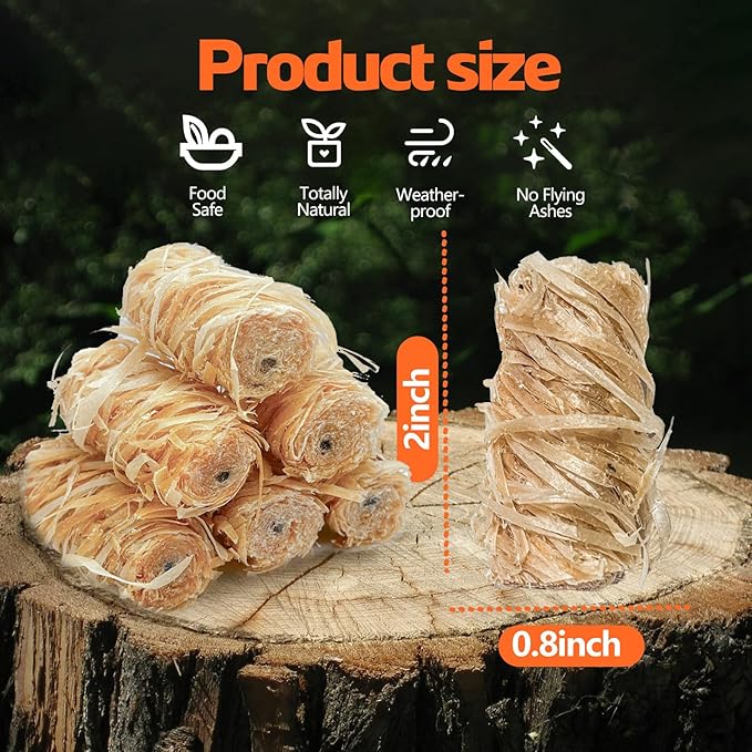 72PCS Fire Starters for Campfires Grill BBQ Camping Fireplace Fire Pit, Quick Light Wood Charcoal Fire Starter, Waterproof-Natural Fire Starters Camping fire Starter Charcoal Starters