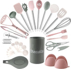COOK WITH COLOR Silicone Cooking Utensils, Kitchen Utensil Set, Easy to Clean Silicone Kitchen Utensils, Cooking Utensils for Nonstick Cookware, Kitchen Gadgets Set, 38 Piece, Mint