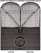 0 Degree Sleeping Bag 100% Cotton Flannel XXL for Adults Big and Tall Cold Weather Winter Zero Degree Camping,Free Compression Sack