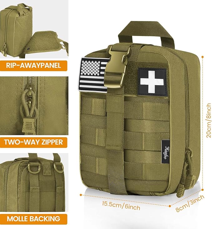 Medical Molle Pouch Tactical - 1000D Nylon First Aid Pouch, Big Capacity EMT Pouch Utility, Heavy Duty Military Grade Rip-Away Ifak Pouch for Home and Outdoor Activities（Bag Only