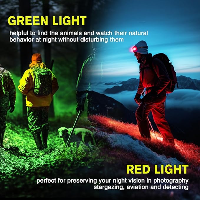 2 Pack Headlamp Rechargeable, 1300 Lumen Lightweight Bright with White Green Red Headlamp Flashlight, Waterproof Motion Sensor Head Lamp,14 Modes for Outdoor Camping Running Cycling