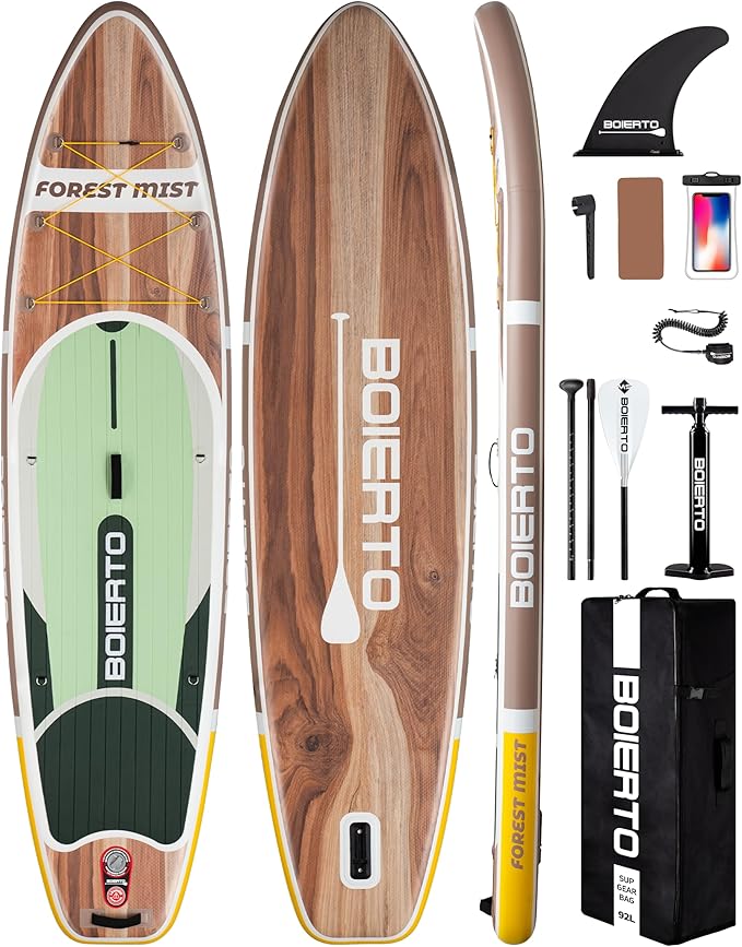 Inflatable Stand Up Paddle Board 10'8“*34"/11'*33" Extra Wide Paddle Boards for Adults, SUP with Premium Accessories & Nylon Backpack, Adjustable Paddle, Hand Pump, Bottom Fin, Leash
