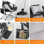 Oversized Hammock Camping Chairs, Folding Swing Chair with 1-Step Design, Swinging Hammock Chair with Adjustable Backrest, Lumbar Support & Headrest for Outdoor&Indoor, Support 400LBS, Black