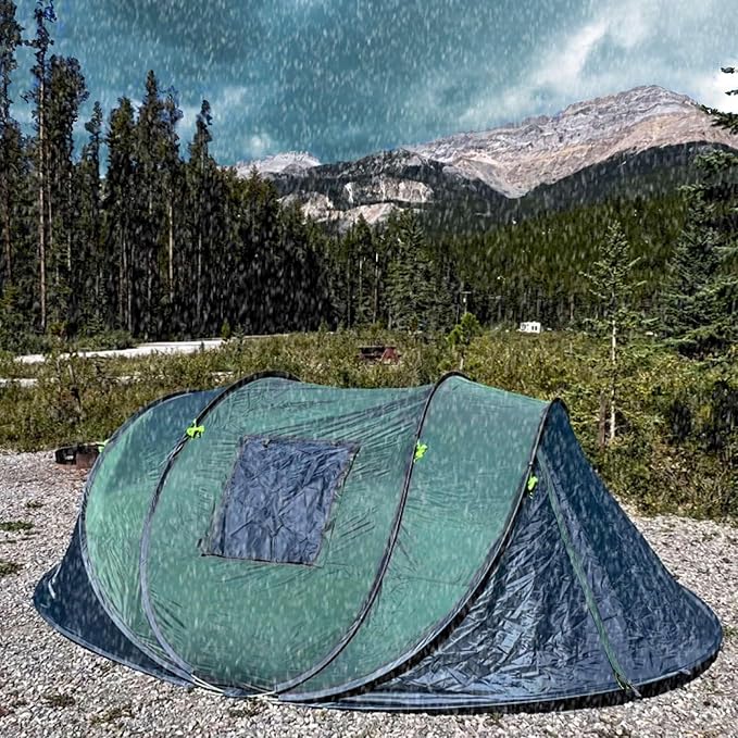 4 Person Easy Pop Up Tent,9.5’X6.6’X52'',Waterproof, Automatic Setup,2 Doors-Instant Family Tents for Camping, Hiking & Traveling