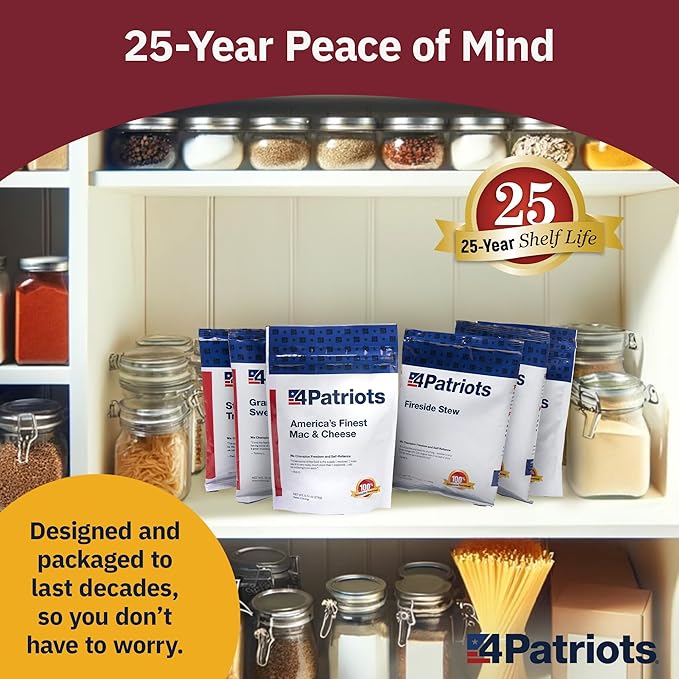 4Patriots 1-Week Survival Food Kit: Emergency Food Supply Designed to Last 25 Years, 42 Servings