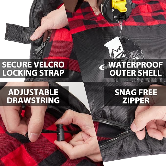 GEERTOP Flannel Sleeping Bags for Adults Big & Tall People Portable Cold Weather Envelope XXL All Seasons Camping Sleeping Bag