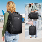 PIJUSHI Laptop Backpack for Women Men Personal Item Travel Backpack Convertible Carry on Bag Flight Approved(PE042 Black)