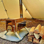 Portable Camping Wood Stove with View Glass and Cooking Function, 8 Stainless Steel Chimneys for Shelter, Hunting, Outdoor Cooking, and Heating (304 Stainless Steel)