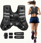 PACEARTH Weighted Vest,4lb/6lb/10lb/12lb/16lb/20lb/25lb/30lb Weight Vest with Reflective Stripe, Body Weight Vests Adjustable for Men, Women Workout, Strength Training, Running, Walking, Jogging