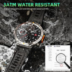 Military Smart Watches for Men Built-in GPS 3ATM Waterproof with Call/LED Flashlight, 1.45" Rugged Tactical Smartwatch with Compass, Fitness Tracker with HR/SPO2/Sleep Monitor for iPhone Android