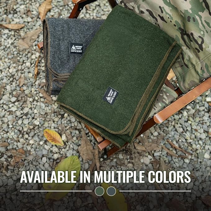 ONETIGRIS Wool Blanket,Wool Camping Blanket Warm, Thick, Washable, Large Car Blanket Great for Camping, Outdoors, Sporting Events, Survival Kits 64in x 87in