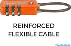 TSA Approved Travel Combination Cable Luggage Locks for Suitcases & Backpacks - 1 Pack of Orange TSA Lock