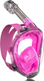 QingSong Full Face Snorkel Mask for Adults, Snorkeling Gear with Camera Mount, 180 Degree Panoramic View Snorkel Set Anti-Fog Anti-Leak