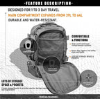 Tactical Backpack Military Hiking Daypack - Molle Backpack for Men 3 Day Assault Pack Bug Out Bag for Camping (Grey)