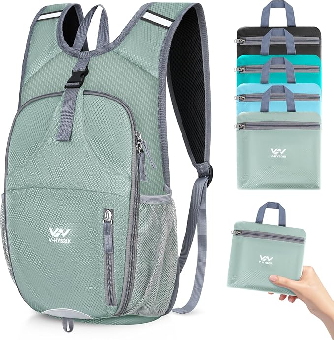 15L Hiking Backpack - Small Lightweight Packable Daypack Travel Outdoor Foldable Shoulder Bag Camping Hiking Backpack for Women Men - Grey