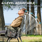 EVER ADVANCED Reclining Camping Chairs for Adult Lightweight, Folding Recliner Chair with Adjustable Back, 4-Level Lounge Chairs, Portable Lawn Chairs for Patio Balcony, Supports 350lbs Green