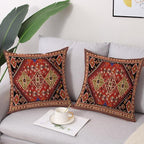 Outdoor Waterproof Pillow Covers 18x18 Inch Set of 2 Tribal Abstract Red and Black Vintage Carpet Pattern Decorative Farmhouse Pillow Covers for Couch Garden Balcony