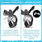 Devilfish Full Face Snorkel Mask Adults, Dry Top System Snorkeling Set with Foldable Sunglasses, 180 Degree Panoramic View Snorkel Gear, Scuba Diving Masks Anti-Leak & Anti-Fog