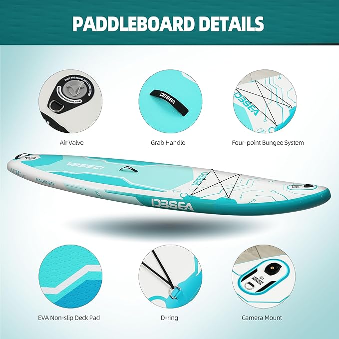 11 ft Extra Wide Inflatable Paddle Board with Accessories, Stand Up Paddleboard for 2 Person, All Around SUP Board for Adults, Fishing, Yoga