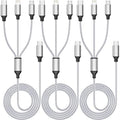 Multi Charging Cable 4ft 3Pack 3 in 1 Charger Cord, Multiple Usb C Port Rapid Nylon Braided Cable USB Charging Cable Multi Phone Charger Cord with Type C Micro Lightning USB Connectors for Cell Phones