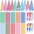 EBOOT 10 Pack Oversized Beach Towel Set Extra Large Pool Towels Microfiber Quick Dry Swim Blanket for Adult Women Men Face Hand Body Bath Travel Pool(Bright Color,36 x 72 Inch,Cabana Stripe)