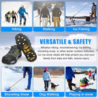 Ice Cleats for Shoes and Boots Men Women Winter Walking Ice Snow Cleats Anti Slip Crampons 10 Steel Studs Overshoe Slip-on Stretch Rubber Footwear