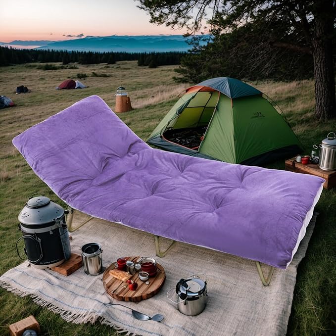 Camping Cot Mattress - Thick Camping Sleeping Pad with Elastic Straps,Portable Cot Mattress Pad for Sleeping Outdoor (75" x 28")
