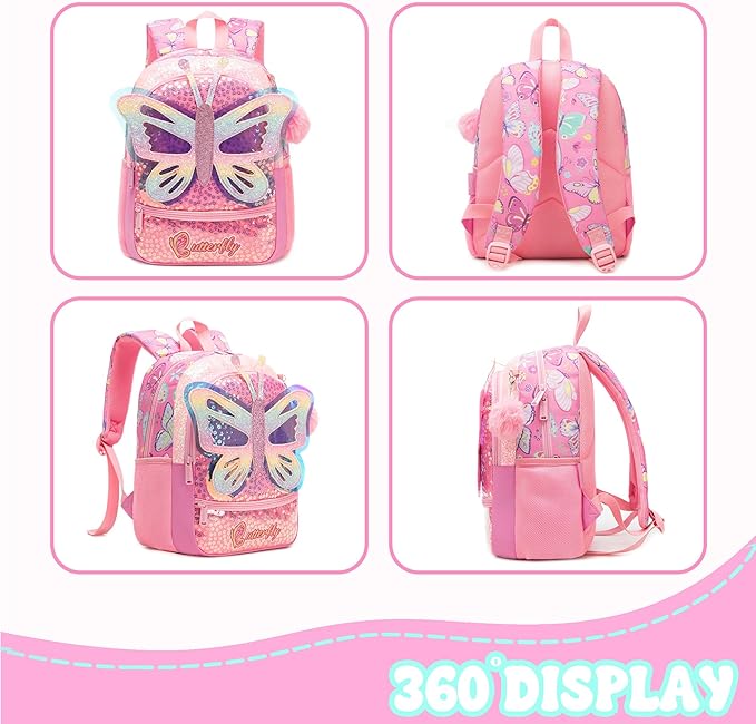 Kids Carry On Luggage with Wheels Softside Kids Suitcase for Girls Airline Approved & Girls Multi-function Carry Bag 4pcs Set