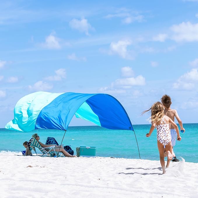 Shibumi Shade Mini®, World's Best Beach Shade with Quiet Canopy, The Original Wind-Powered® Beach Canopy, Provides 75 Sq. Ft. of Shade up to 8ppl, Sets up in 2 Min, Wind Assist Included