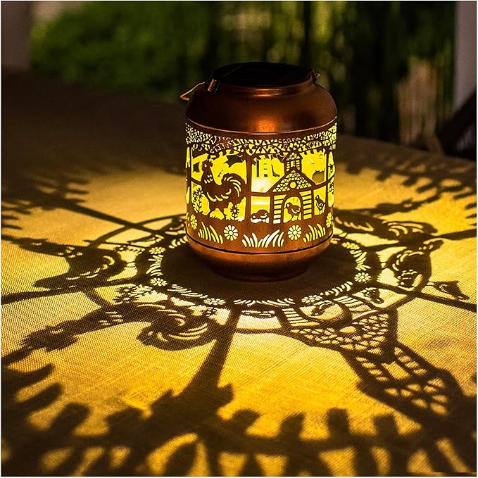Chicken Solar Lanterns Outdoor Waterproof,Hanging Solar Lights Chicken Gifts for Women Men Metal LED Decorative Light for Yard,Patio,Lawn,Tabletop,Pathway,Landscape,Garden Decor