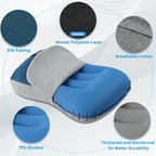 Camping Pillow with Removable Cover- Inflatable Pillow - Travel Pillows for Backpacking & Airplane, Lumbar Support Blow Up Pillow Washable Pillowcase, Compressible, Comfortable Pillows(w/Cover)