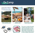 30000 BTU 2 burner outdoor garden camping camp hiking propane stove cooker grill with CSA listed regulator and gas hose, gray color