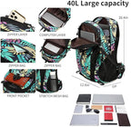 FENGDONG 40L Waterproof Lightweight Outdoor Daypack Hiking,Camping,Travel Backpack for Men Women Leaf