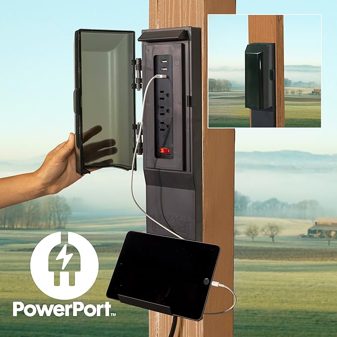 Backyard Discovery Arlington 12' x 10' Cedar Wood Outdoor Gazebo Pavilion with Hardtop Galvanized Steel Peak Roof, Snow Support, Wind Resistance, PowerPort, Shade for Garden, Patio, Deck, Entertaining