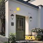 Solar Lanterns Outdoor Hanging Metal Vintage Lantern Warm White Solar Lights lamp Waterproof Edison Bulb Design for Pathway Garden Patio Yard Tree Decoration (2 Pack Black)