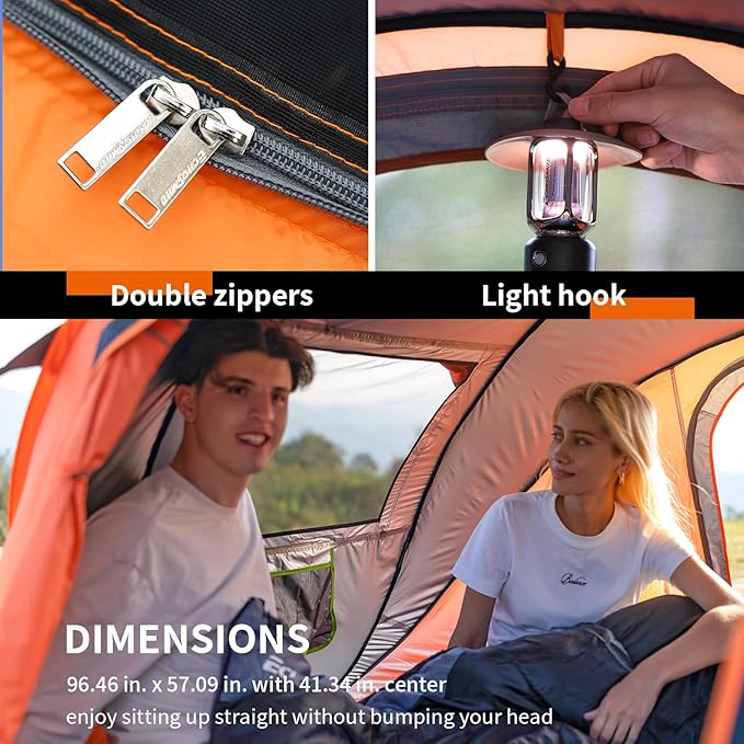EchoSmile Instant Pop Up Camping Tent, 2/4/6 Person, Easy Setup Tent, Water Resistant Dome, Portable with Carry Bag