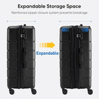 OLIXIS 29 Inch Luggage, Hardside Checked Suitcase with Spinner Wheels, Lightweight ABS Hard Shell Travel Luggage, TSA Approved Lock, Expandable Large Suitcase for Business & Travel–Black