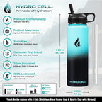 HYDRO CELL Stainless Steel Insulated Water Bottle with Straw - For Cold & Hot Drinks - Metal Vacuum Flask with Screw Cap and Modern Leakproof Sport Thermos for Adults (Teal/Black 24oz)