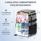 Backpack Cooler Insulated Leak Proof 33/49 Cans, 2 Insulated Compartments Thermal Bag, Portable Lightweight Beach Travel Camping Lunch Backpack for Men and Women