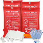 Home Safety Emergency Fire Blankets, (47.2 * 47.2/39.3 * 39.3” Two Mix Size) 4PACK Fire Blanket for Kitchen, Fireproof Fiberglass Fire Safety Blanket, Camping, Grill, Car, Warehous.