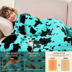 Cow Print Heated Electric Blanket Full Size,72X84 Green Heating Blanket with 10 Heats Levels & 8 Hours Auto Off,Highland Cow Decor Fleece Sherpa Blankets Warmer Gifts for Women Adults,Washable,ETL
