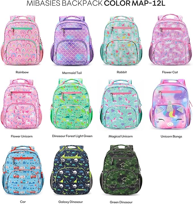 mibasies Girls Backpack 5-8: Lightweight Kids Backpacks for Girls - Girl Bookbag for Elementary School - Mermaid Tail Purple