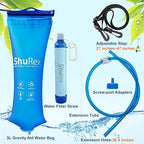 Gravity Fed Water Filtration System with Adjustable Tree Strap, Gravity Bag with Filter Straw, Water Purifier Survival for Travel, Backpacking, and Emergency Preparedness (3L)