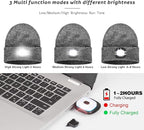 ATNKE LED Lighted Beanie Hat,USB Rechargeable 4 LED Running Headlamp Bright Cap with The Light Gifts for Men and Women