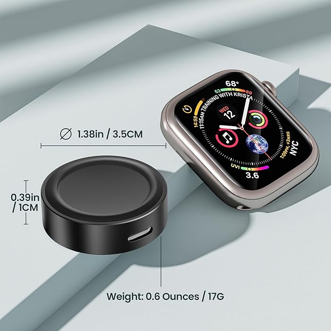 RUXELY Magnetic Charger Adapter for Apple Watch,5W Portable Wireless Fast iWatch Charger with USB C & iPhone Power Port,Short Apple Watch Charging Cable for iWatch Series 11 10 9 8,Ultra 3,42/46/44mm