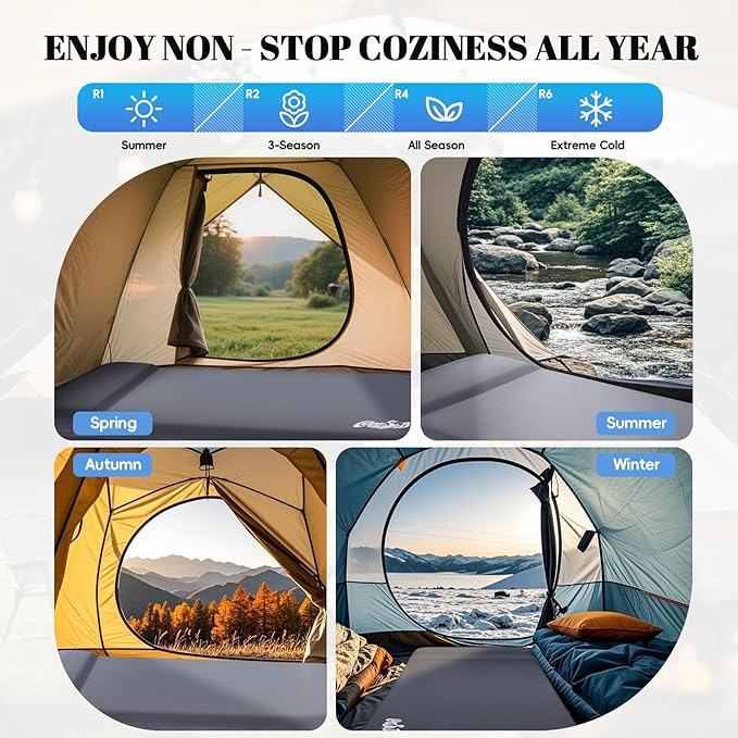 Camping Sleeping Pad Self Inflating Sleeping Pad with Electric Pump, 3.2" Ultra-Thick Memory Foam Sleeping Mat with Pillow, Camping Mattress Compact for Backpacking Hiking Traveling